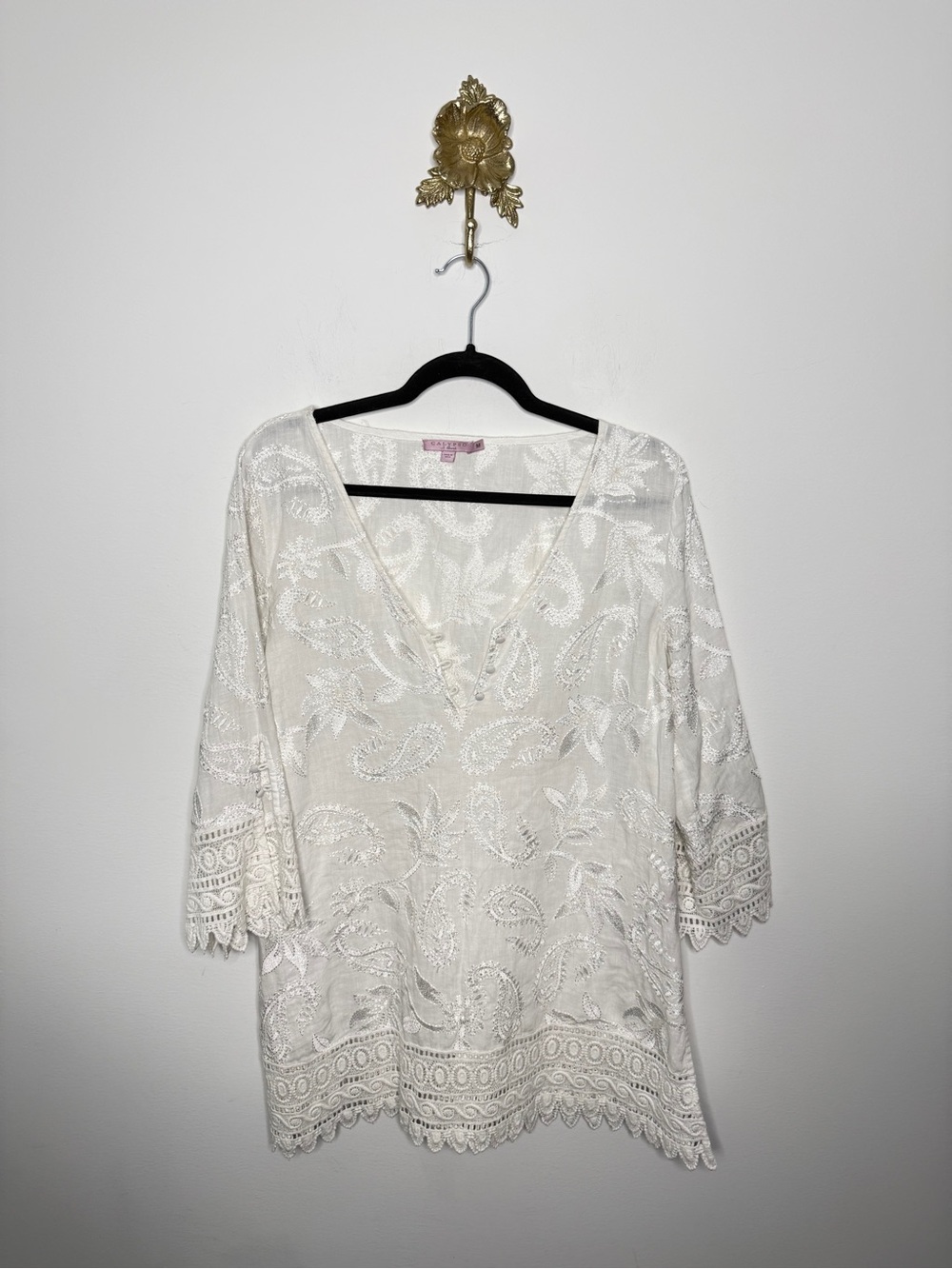 Calypso St Barth White Embroidered Tunic M